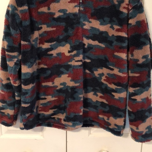 Eddie Bauer Camo Fleece 1/4 Zip Pullover Top Size XL - Picture 4 of 7
